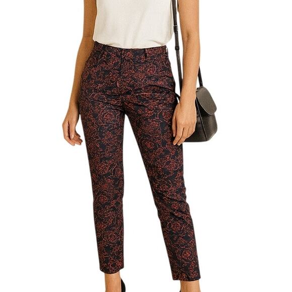 LOFT Julie Navy & Red Floral Ankle Pants Size 4 - Picture 8 of 8